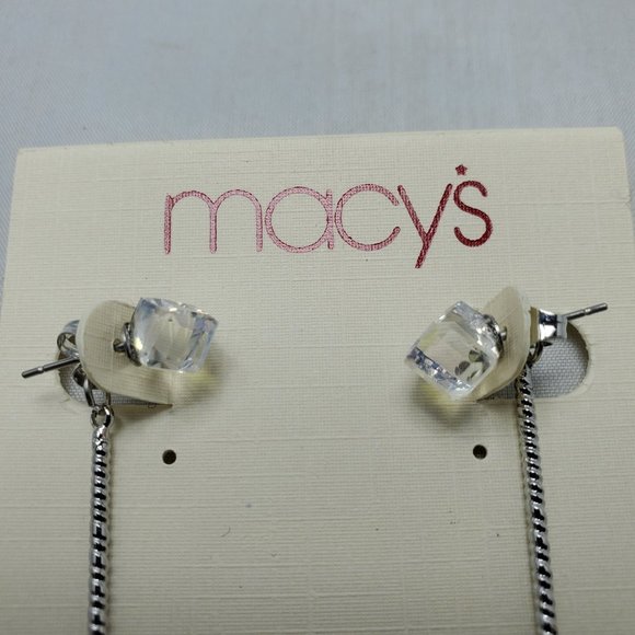 MACY'S  Silver-tone Statement Stick Bar Dangle earring - Picture 4 of 5